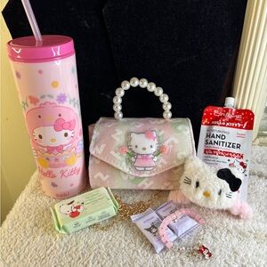 Bundle 8 Hello Kitty Bag Light Up+Zak Bottle,Bracelet, Hand Sanitizer, Wipes+